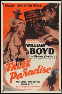 3t0850 FALSE PARADISE 1sh 1948 William Boyd as Hopalong Cassidy, cool western artwork!