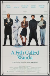 3t0852 FISH CALLED WANDA 1sh 1988 John Cleese, Jamie Lee Curtis, Kline & Palin in police line up!