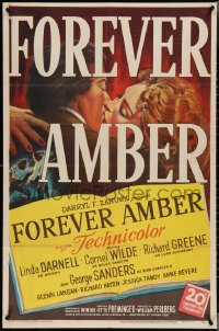 3t0855 FOREVER AMBER 1sh 1947 art of sexy Linda Darnell & Cornel Wilde, Otto Preminger!