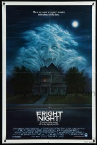 3t0859 FRIGHT NIGHT int'l 1sh 1985 Sarandon, McDowall, best classic horror art by Peter Mueller!