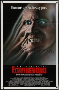 3t0861 FROM BEYOND 1sh 1986 H.P. Lovecraft, wild sci-fi horror image, humans are such easy prey!