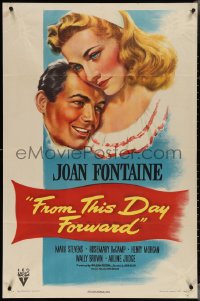 3t0862 FROM THIS DAY FORWARD 1sh 1946 romantic art of pretty Joan Fontaine & Mark Stevens!