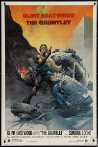 3t0866 GAUNTLET 1sh 1977 Clint Eastwood & Sondra Locke by Frank Frazetta, large credit design!