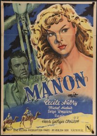 3t0307 MANON German 1951 Henri-Georges Clouzot, completely different Werner art, ultra rare!