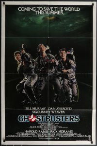 3t0867 GHOSTBUSTERS advance 1sh 1984 Bill Murray, Aykroyd & Ramis are here to save the world!