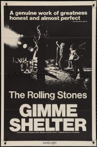 3t0869 GIMME SHELTER 1sh 1971 Rolling Stones out of control rock & roll concert, rare b/w style!