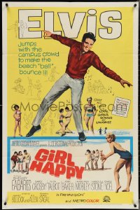 3t0870 GIRL HAPPY 1sh 1965 great image of Elvis Presley dancing, Shelley Fabares, rock & roll!