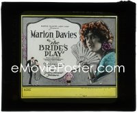 3t1210 BRIDE'S PLAY glass slide 1922 close up of pretty Irish noble Marion Davies holding fan!