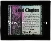 3t1218 CAN A WOMAN LOVE TWICE glass slide 1923 you can't afford to miss Ethel Clayton!