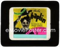 3t1222 CHARLIE CHAPLIN glass slide 1932 art as The Tramp, reissued with music & sound, ultra rare!