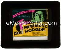 3t1266 MURDERS IN THE RUE MORGUE glass slide 1932 art of spooky Bela Lugosi & sexy Sidney Fox, rare!