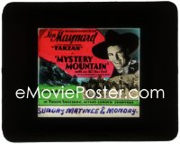 3t1267 MYSTERY MOUNTAIN glass slide 1934 cowboy hero Ken Maynard & His Wonder Horse Tarzan, serial!