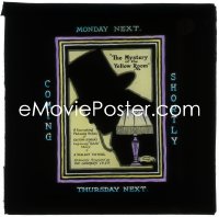 3t1268 MYSTERY OF THE YELLOW ROOM English glass slide 1919 from the novel by Gaston Leroux, cool art!