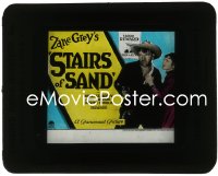 3t1298 STAIRS OF SAND style A glass slide 1929 Jean Arthur pictured, Zane Grey, Wallace Beery!