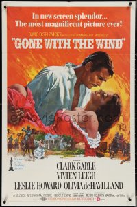 3t0874 GONE WITH THE WIND 1sh R1968 Terpning art of Gable carrying Leigh over burning Atlanta!