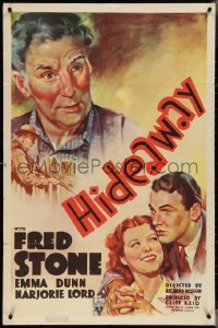 3t0884 HIDEAWAY 1sh 1937 great artwork of Fred Stone, Emma Dunn!