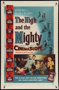 3t0885 HIGH & THE MIGHTY 1sh 1954 John Wayne, Claire Trevor, William Wellman airplane disaster!