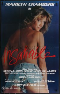 3t0894 INSATIABLE 23x37 1sh 1980 super sexy topless Marilyn Chambers wearing only jean shorts!