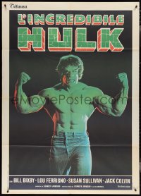 3t0088 INCREDIBLE HULK Italian 1p 1980 best portrait of Lou Ferrigno as Marvel Comics' hero!