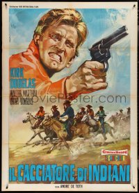 3t0089 INDIAN FIGHTER Italian 1p R1966 different Ezio Tarantelli art of Kirk Douglas pointing gun!