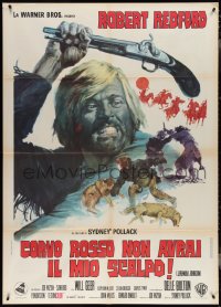 3t0091 JEREMIAH JOHNSON Italian 1p 1972 different Ciriello art of Robert Redford swinging his gun!