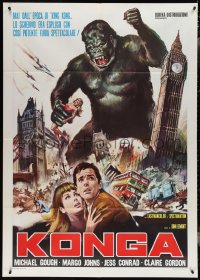 3t0095 KONGA Italian 1p R1960s great different artwork of giant angry ape terrorizing London!