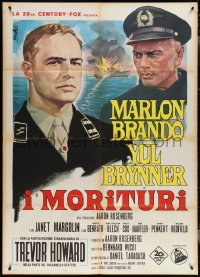 3t0107 MORITURI Italian 1p 1965 art of Marlon Brando & Nazi captain Yul Brynner, The Saboteur!