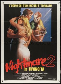 3t0109 NIGHTMARE ON ELM STREET 2 Italian 1p 1986 creepy horror artwork with monster in mirror!