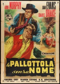 3t0111 NO NAME ON THE BULLET Italian 1p 1960 different art of hired killer Audie Murphy with gun!