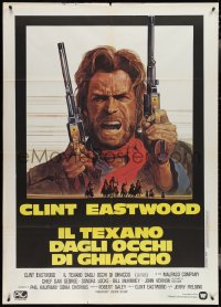 3t0115 OUTLAW JOSEY WALES Italian 1p 1976 great Roy Andersen art of Clint Eastwood with two guns!