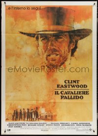 3t0116 PALE RIDER Italian 1p 1985 great artwork of cowboy Clint Eastwood by C. Michael Dudash!