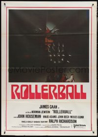 3t0121 ROLLERBALL Italian 1p R1970s James Caan in a future where war does not exist, Bob Peak art!