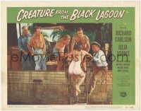 3t0662 CREATURE FROM THE BLACK LAGOON LC #2 1954 sexy Julia Adams in swimsuit helped into boat!