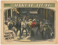 3t0679 FROM HAND TO MOUTH LC R1920s Harold Lloyd punching guy in the face during brawl, ultra rare!