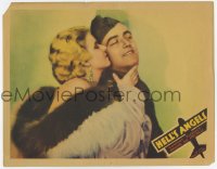 3t0684 HELL'S ANGELS LC R1930s great close up of Jean Harlow in jewels & fur kissing James Hall!