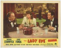 3t0698 LADY EVE LC R1949 Preston Sturges, classic scene of Stanwyck & Coburn fleecing Henry Fonda!