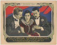 3t0712 MANHANDLED LC 1924 close up of worried Gloria Swanson between guys in tuxedos, ultra rare!