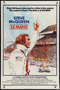 3t0909 LE MANS 1sh 1971 Tom Jung artwork of race car driver Steve McQueen waving at fans!