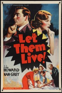 3t0911 LET THEM LIVE 1sh 1937 cool artwork of John Howard & Nan Grey back-to-back!