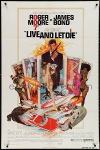 3t0915 LIVE & LET DIE West Hemi 1sh 1973 Robert McGinnis art of Roger Moore as James Bond!