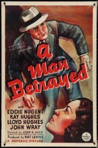 3t0921 MAN BETRAYED 1sh 1937 Eddie Nugent, setenced to the chair although innocent, ultra rare!