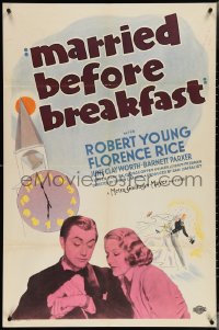 3t0925 MARRIED BEFORE BREAKFAST 1sh 1937 inventor Robert Young tells his fiancee they must marry!