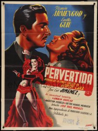 3t0292 PERVERTIDA Mexican poster 1946 art of Roman Armengod & Emilia Guiu + sexy dancer!