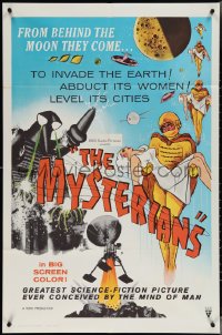 3t0936 MYSTERIANS 1sh 1959 they're abducting Earth's women & leveling its cities, RKO printing!