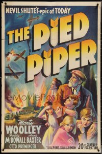 3t0953 PIED PIPER 1sh 1942 Irving Pichel, Monty Woolley saves children from Nazis, art!