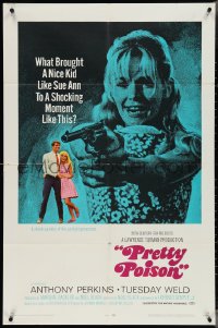 3t0964 PRETTY POISON style B 1sh 1968 psycho Anthony Perkins & crazy Tuesday Weld!