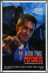 3t0972 PSYCHO III 1sh 1986 Anthony Perkins as Norman Bates, cool image of the house!