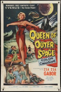 3t0976 QUEEN OF OUTER SPACE 1sh 1958 Zsa Zsa Gabor on Venus, by Ben Hecht & Charles Beaumont!