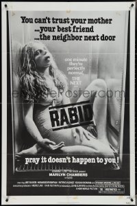 3t0977 RABID 1sh 1977 Marilyn Chambers, Terry Schonblum in refrigerator, Cronenberg directed!