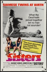 3t1014 SISTERS 1sh 1973 directed by Brian De Palma, Margot Kidder is a set of conjoined twins!